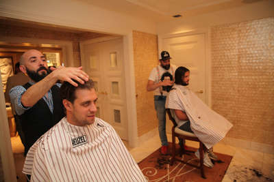 Rob Barranca from Back Alley Barber Shop at the NHL Awards with NHL player